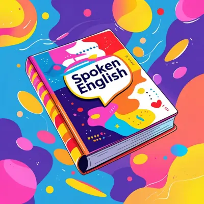 Spoken English book shown with various color background